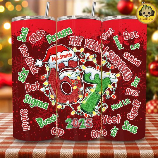 Discover Funny Teenager Meme  , Custom Six Seven 20oz Tumbler Wrap Design, Gen Z Slang 67 Meme Graphic, Six Seven Trendy Tumbler