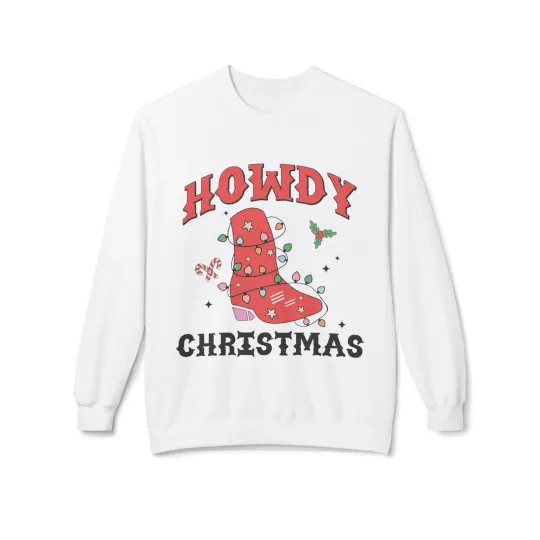 Discover Howdy Christmas Sweater Unisex Fleece Crewneck Sweatshirt