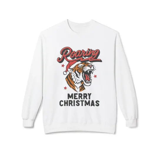 Discover Roaring Merry Christmas Sweater Unisex Fleece Crewneck Sweatshirt