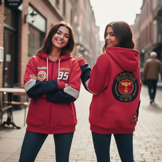 Discover Disney Pixar Cars Lightning Mcqueen Pit Crew 3D Zip Hoodie, Racing Piston Cup Oversized Hoodie, Disney Matching Outfit, Pixar Fan Gift