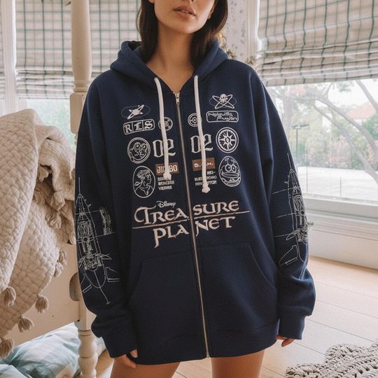 Discover Vintage Treasure Planet All Over Print Hoodie, Jim Hawskin Space Adventure Hoodie, Disney Treasure Planet Outfit, Disneyland Trip Outfit