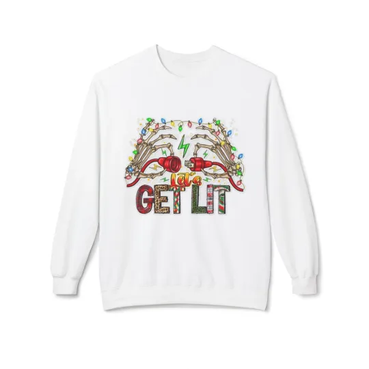 Discover Christmas Get Lit Funny Sweater Unisex Fleece Crewneck Sweatshirt