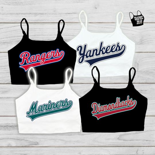 Discover Custom Baseball Team or Player Name Crop Top Cami Sports Bra
