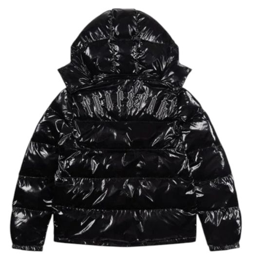 Trapstar Irongate Detachable Hood Puffer Jacket Men’s Winter Coat Shiny Black