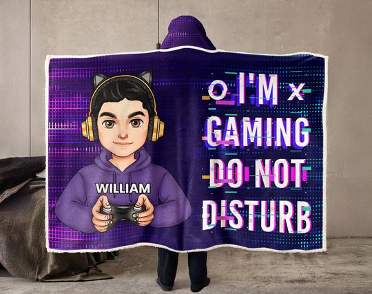 I'm Gaming Personalized Wearable Blanket Hoodie, Gamer Gift, Video Game Lover Christmas Gift for Him