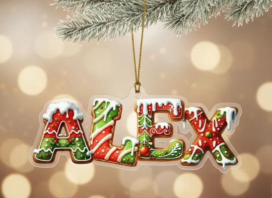 Personalised Gingerbread Alphabet Ornaments for Christmas, Kids Name Tags, Holiday Decorations