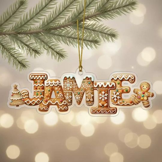 Personalised Gingerbread Name Ornament Christmas Cookie Decoration Kids Name Bauble Holiday Keepsake Stocking Tag