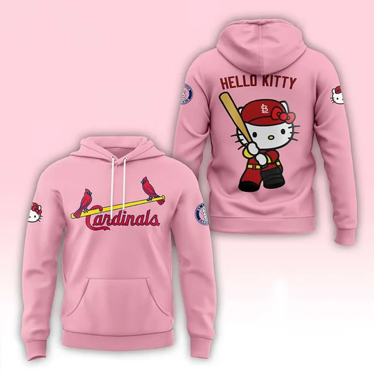 Hello Kitty Cardinals Baseball Pink Hoodie