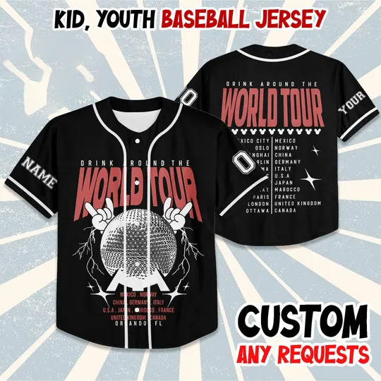 Discover Custom Epcot World Tour Baseball Jersey