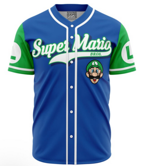 Super Mario Baseball Jersey, Luigi Super Mario Bros Baseball Jersey