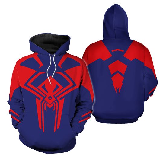 Spider Man 2099 3D Full Over Print Hoodie | Spider Man Across The SpiderVerse Shirt | Spider Man Suit Sweatshirt | Miguel O'Hara Costume
