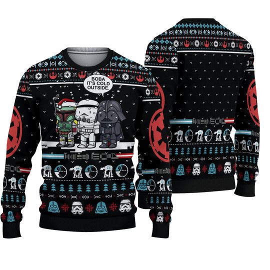 Star Wars Christmas Ugly Sweater, Boba Fett Holiday Sweater