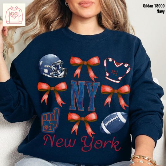 Discover New York SFootball Team Sweatshirt, Coquett Bow Sweatshirt, Gift for Fan