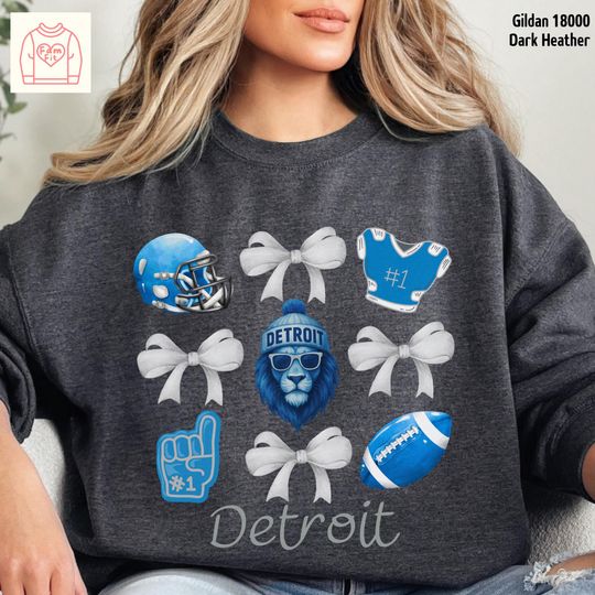 Discover Detroit Lion Football Team Sweatshirt, Coquett Bow Sweatshirt, Gift for Fan