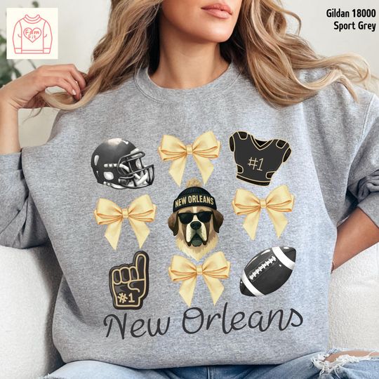 Discover New Orleans Saint Football Team Sweatshirt, Coquett Bow Sweatshirt, Gift for Fan