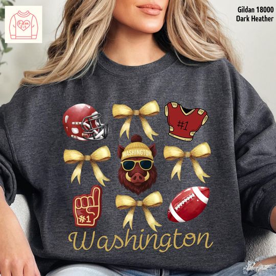 Discover Washington Commander Football Team Sweatshirt, Coquett Bow Sweatshirt, Gift for Fan
