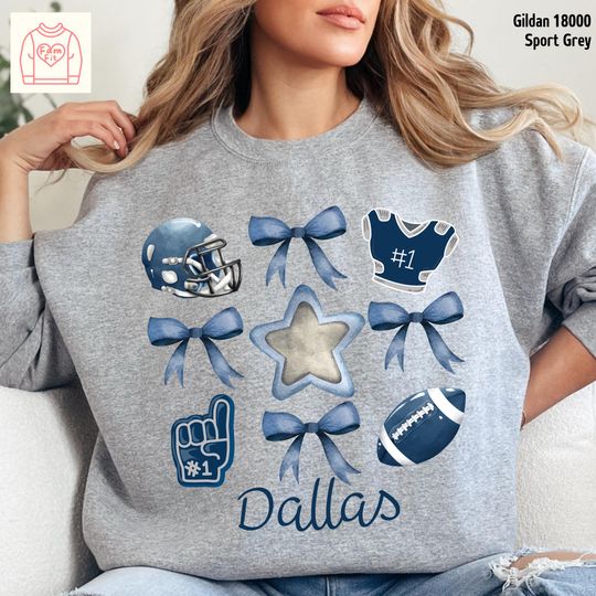 Dallas Cowboys Football Team Sweatshirt, Coquett Bow Sweatshirt, Gift for Fan