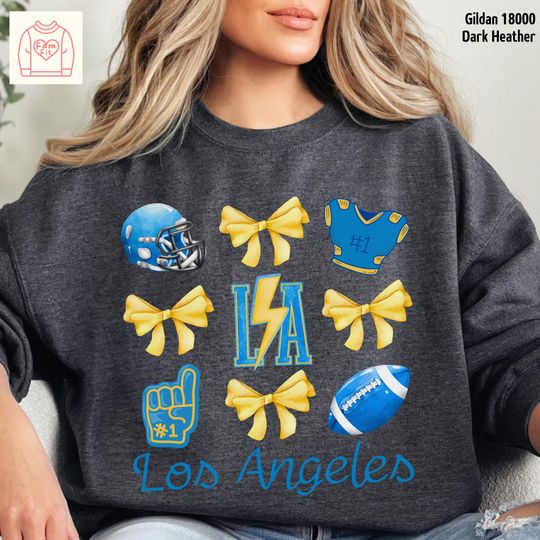 Discover Los Angeles Chargers Football Team Sweatshirt, Coquett Bow Sweatshirt, Gift for Fan