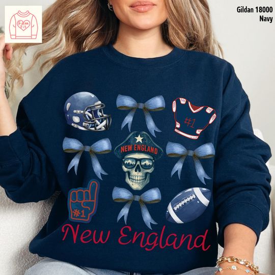 Discover New England Patriot Football Team Sweatshirt, Coquett Bow Sweatshirt, Gift for Fan