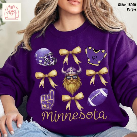 Discover Minnesota Viking Football Team Sweatshirt, Coquett Bow Sweatshirt, Gift for Fan
