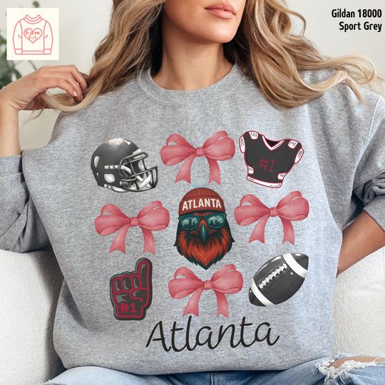 Discover Atlanta Falcon Football Team Sweatshirt, Coquett Bow Sweatshirt, Gift for Fan
