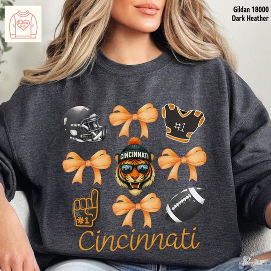 Discover Cincinnati Bengal Football Team Sweatshirt, Coquett Bow Sweatshirt, Gift for Fan