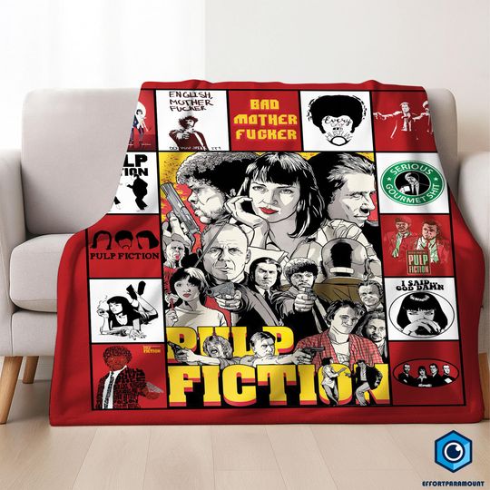 Discover Pulp Fiction Classic Movie Blanket, Pulp Fiction Blanket, Vincent & Jules Movie Scene, Retro Film Blanket