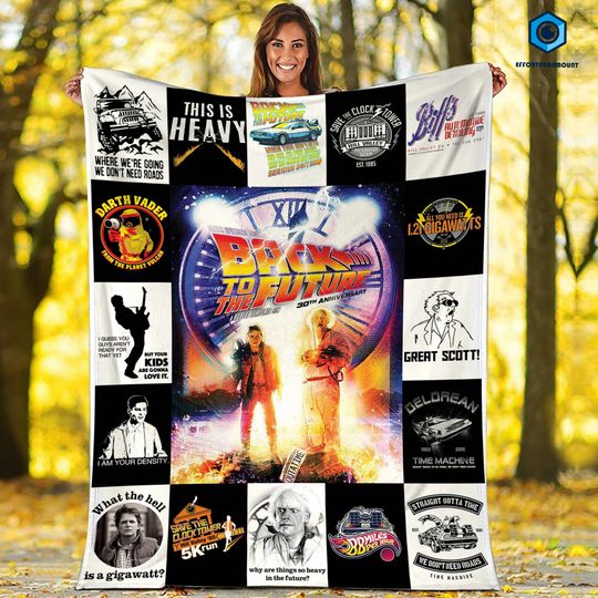 Back To The Future Fleece Blanket, Back To The Future Blanket, Marty McFly Emmett Brown