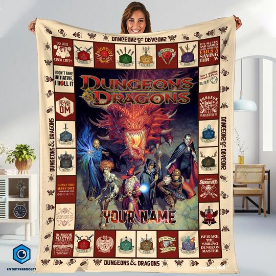 Dungeons And Dragons DnD Game Fan Lover Blanket, Dungeon and Dragon Blanket