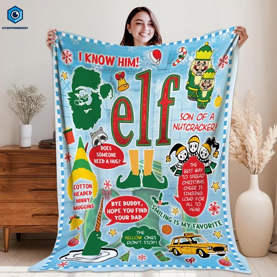 Buddy The Elf Fleece Blanket, Elf Quote Christmas Blanket, The Elf Chrismtas Blanket, The Elf Christmas Quilt