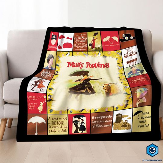 Mary Poppins Fleece Blanket, Mary Poppins Bert Blanket for Bed Couch Sofa, Christmas Gifts, Vintage Movie Blanket