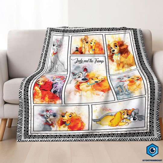 Lady and the Tramp Blanket, Lady and the Tramp Cartoon Movie, Dog Lovers Baby Girl Blanket
