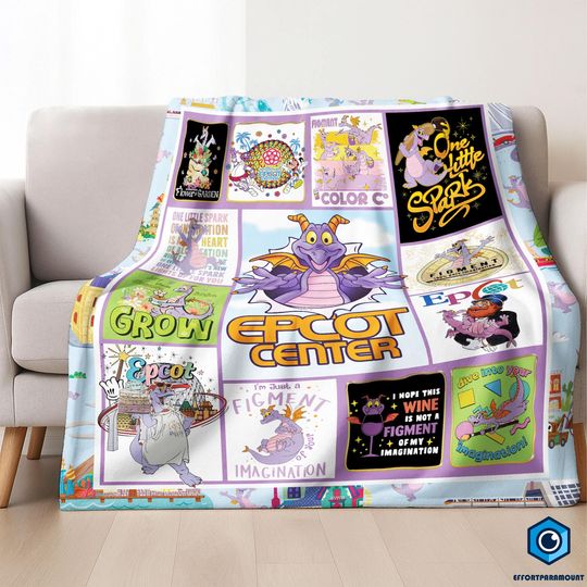 Figment Epcot Festival Of Arts Sofa Blanket | Fleece Blanket | Sofa Blanket | Figment Blanket | Purple Dragon Blanket