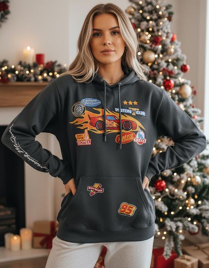 Discover Vintage Lightning Mcqueen Racing Piston Cup All Over Print Hoodie, Pixar Cars Icon 3D Hoodie, Disney Cars Movie Outfit, Disneyland Trip Tee