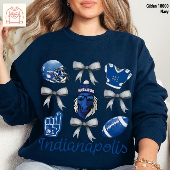 Indianapolis Colts Football Team Sweatshirt, Coquett Bow Sweatshirt, Gift for Fan