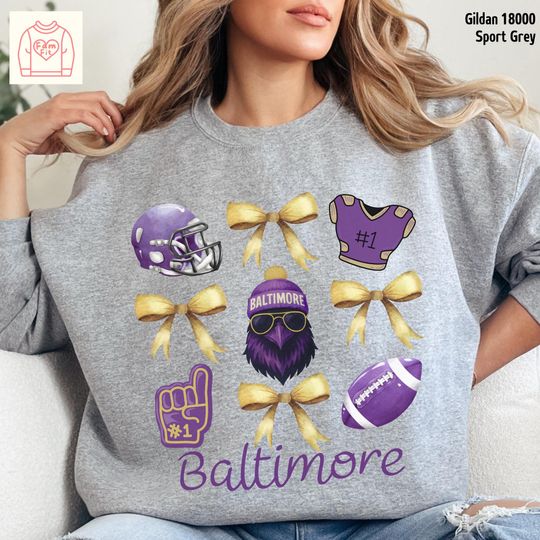 Discover Baltimore Raven Football Team Sweatshirt, Coquett Bow Sweatshirt, Gift for Fan