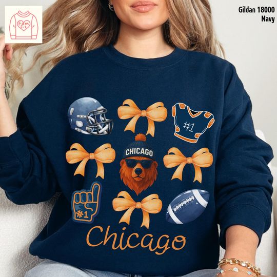 Discover Chicago Bear Football Team Sweatshirt, Coquett Bow Sweatshirt, Gift for Fan