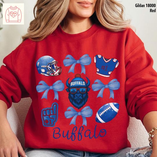 Buffalo Bills Football Team Sweatshirt, Coquett Bow Sweatshirt, Gift for Fan