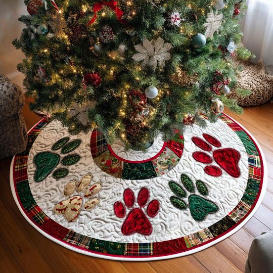 Discover Paws Dog Christmas Tree Skirt, Christmas Tree Cover, House Warming Gift, Christmas Tree Home Decor, Christmas Decor, Dog Lover Home Decor