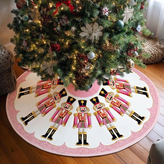 Discover Pink Nutcracker Christmas Tree Skirt, Nutcracker Christmas Tree Cover, House Warming Gift, Christmas Tree Home Decor, Christmas Decorations