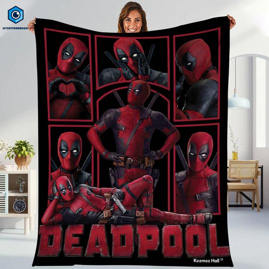 Deadpool Fleece Blanket, Avengers Blanket, Superhero Fan Quilt Blanket, Deadpool Blanket, Deadpool 3