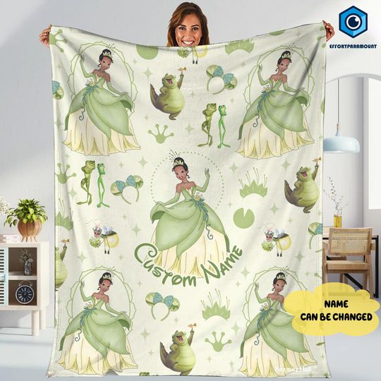 Personalized Tiana Princess Fleece Blanket, Tiana Princess, Princess and The Frog Blanket, Disneyland Princess Blanket