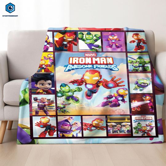 Iron Man and His Awesome Friends Blanket, MCU Iron Man Blanket, Superhero Blanket, Christmas Gift