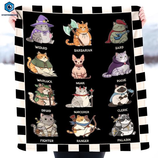 Discover D&D Cats Blanket Dungeons And Cats Blanket Dnd Video Games Blanket Gift for Him Gamer Dad Gift