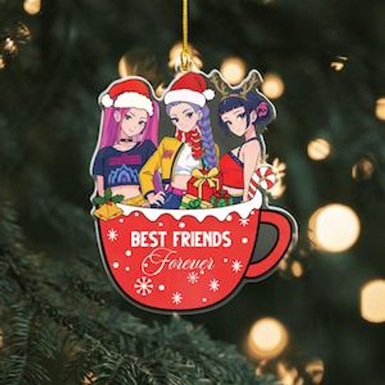 Discover Personalized Name Huntrix Merry Christmas Ornament, Custom Kpop Demon Hunter Ornament