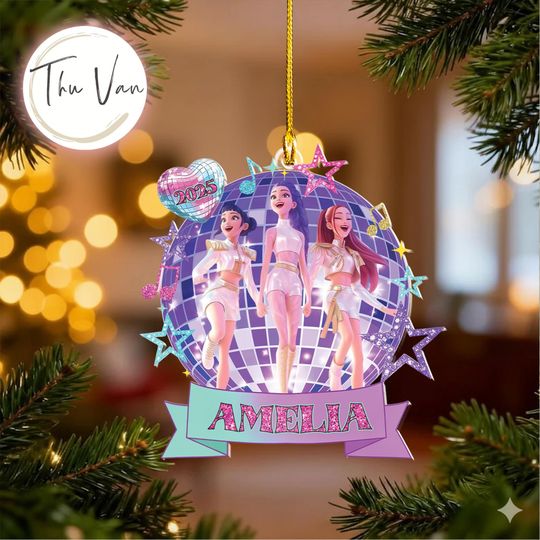 Discover Personalized Huntrix Christmas Acrylic Ornament, Custom Kpop Demon Hunter Ornament