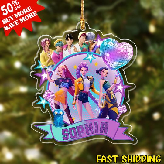 Discover Personalized Name Huntrix Merry Christmas Ornament, Custom KPDH Christmas Ornament