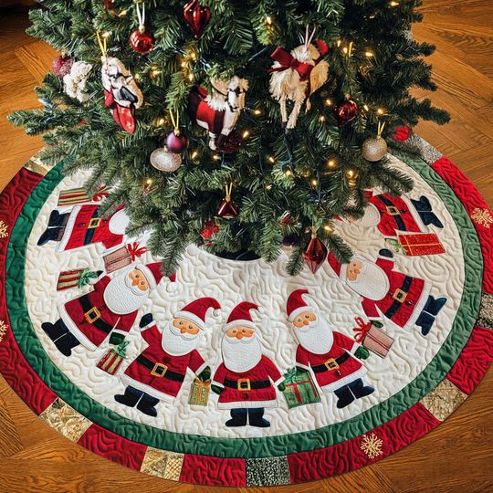 Discover Santa Claus Christmas Tree Skirt, Holiday Home Decor, Christmas Tree Cover, Family Gift, Christmas Decorations