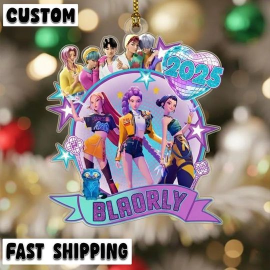 Discover Personalized Name Huntrix Merry Christmas Ornament