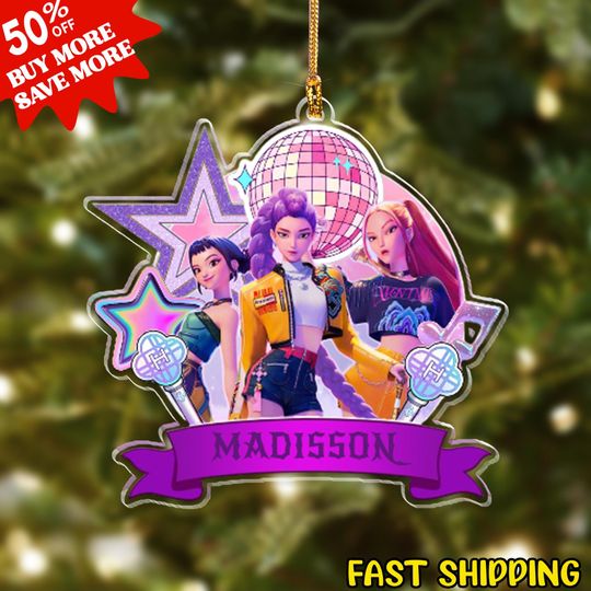 Discover Personalized Name KPOP Demon Hunter Christmas Ornament, Huntrix Ornament